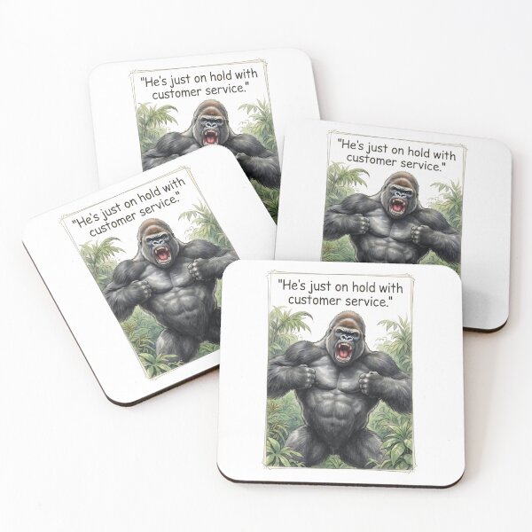 Item preview, "He's just on hold with customer service" - Enraged Silverback designed and sold by SarcasmAndSpite.