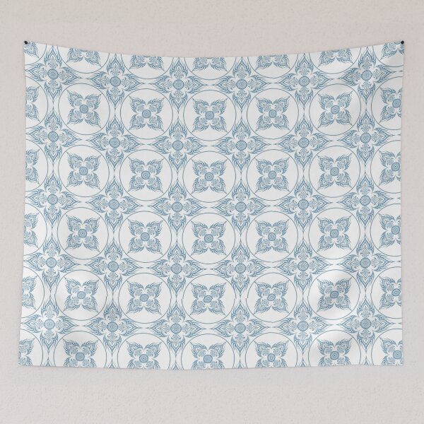 Item preview, Light Blue Thai Floral Ornamental Pattern designed and sold by Mousy17.