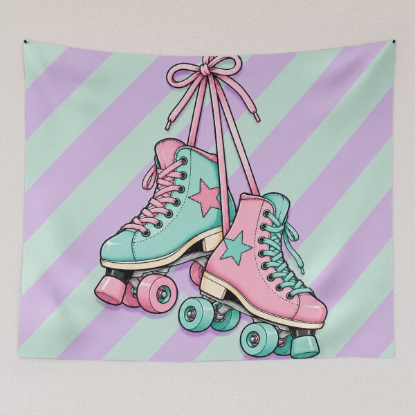 Item preview, Pastel Roller Skates with Stars – Cute Retro 90s Skate Design designed and sold by LittleGinnyArt.