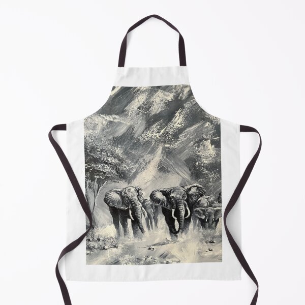 Item preview, ⁠Black and White Elephant Herd Acrylic Painting Art⁠ designed and sold by Julia9632.