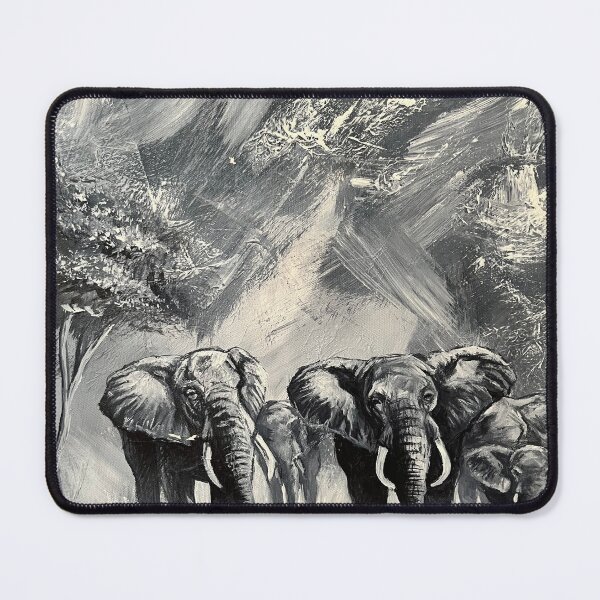 Item preview, ⁠Black and White Elephant Herd Acrylic Painting Art⁠ designed and sold by Julia9632.