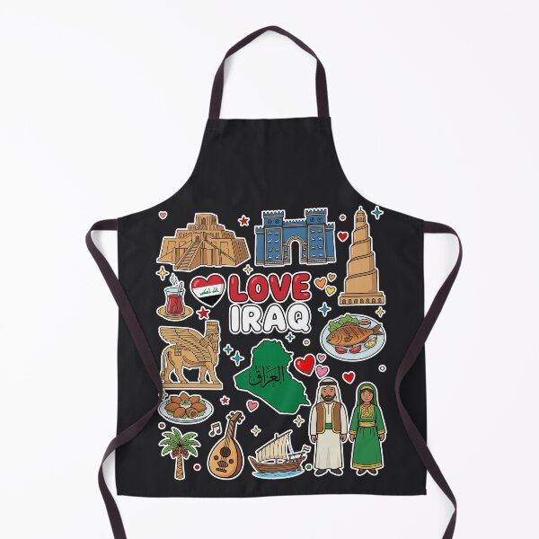 Item preview, Love Iraq Aesthetic Dark Culture Doodles & Iconic Ancient Landmarks معالم وحضارة بلاد الرافدين والعراق - رسم كرتوني على خلفية داكنة designed and sold by mashmosh.