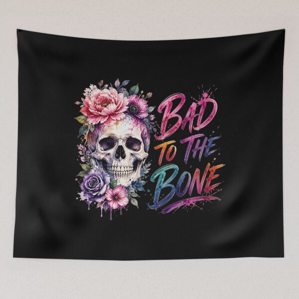 Item preview, Floral Skull Bad to the Bone | Colorful Gothic Halloween designed and sold by emiliacreations.