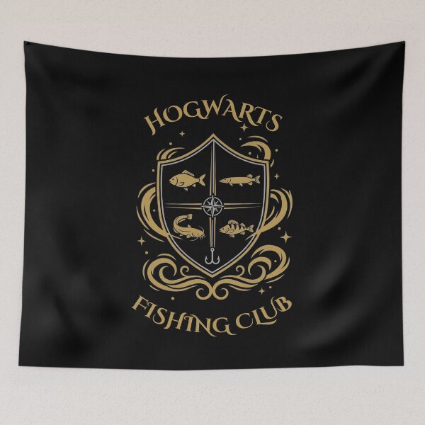 Item preview, Hogwarts Fishing Club School Crest Parody - Funny Wizard designed and sold by GeekAnglerStore.