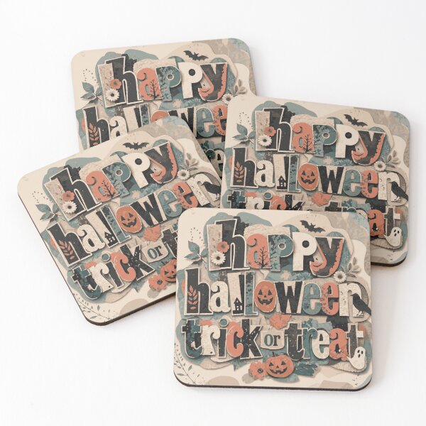 Item preview, Happy Halloween Trick or Treat – Spooky Collage Typography designed and sold by MOCH- ART.