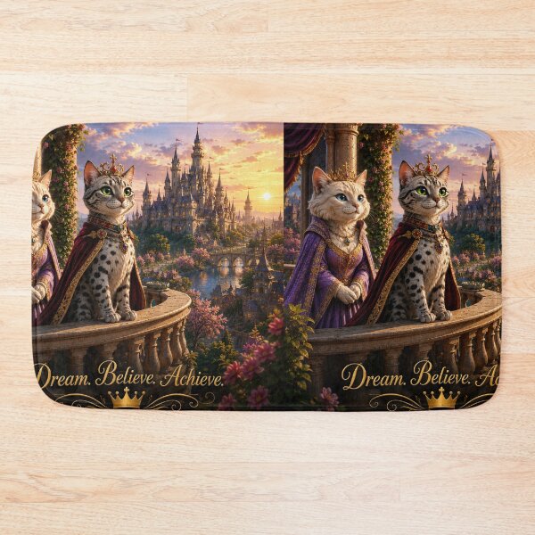 Item preview, Dream Believe Achieve - Royal Cats Fantasy Castle Art designed and sold by shopevermint.