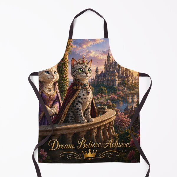 Item preview, Dream Believe Achieve - Royal Cats Fantasy Castle Art designed and sold by shopevermint.