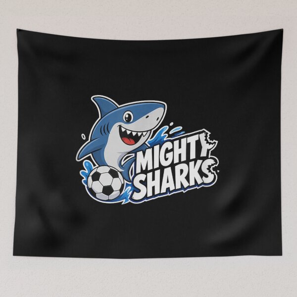 Item preview, Cute Mighty Sharks Soccer Mascot Shark Playing Football Water Splash Mascot designed and sold by DuneHaicna.