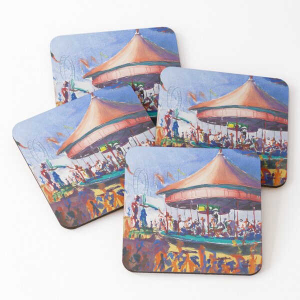 Item preview, Coney Island Carousel Merry Go Round carnival amusement park fine art landscape painting by Dodge Macnight designed and sold by Jéanpaul  Ferro.