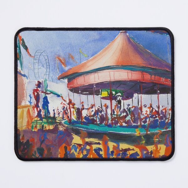 Item preview, Coney Island Carousel Merry Go Round carnival amusement park fine art landscape painting by Dodge Macnight designed and sold by Jéanpaul Ferro.