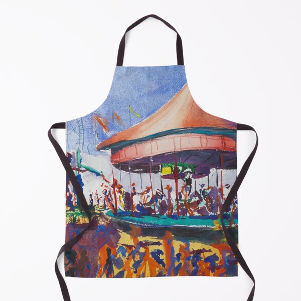 Item preview, Coney Island Carousel Merry Go Round carnival amusement park fine art landscape painting by Dodge Macnight designed and sold by Jéanpaul Ferro.