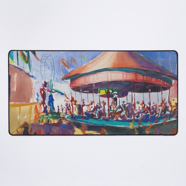 Item preview, Coney Island Carousel Merry Go Round carnival amusement park fine art landscape painting by Dodge Macnight designed and sold by Jéanpaul Ferro.
