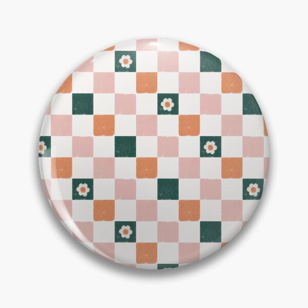 Item preview, Retro Floral Checkerboard Pattern Pink Terracotta Daisy designed and sold by Angie-Atelier.