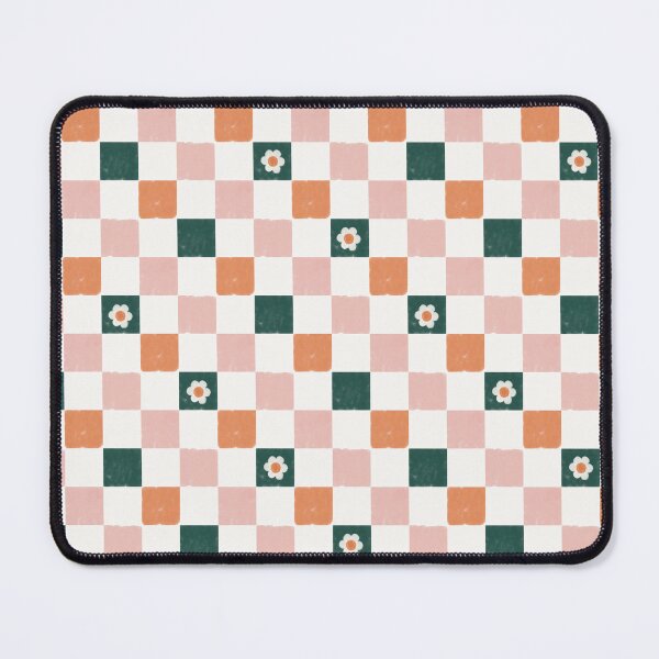 Item preview, Retro Floral Checkerboard Pattern Pink Terracotta Daisy designed and sold by Angie-Atelier.