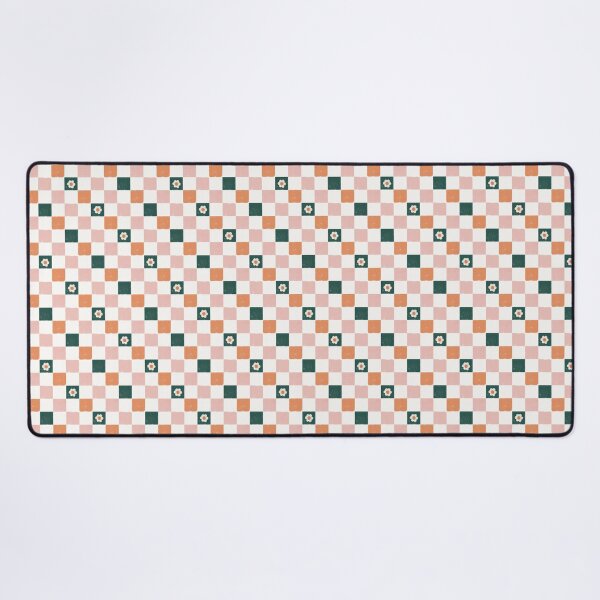 Item preview, Retro Floral Checkerboard Pattern Pink Terracotta Daisy designed and sold by Angie-Atelier.