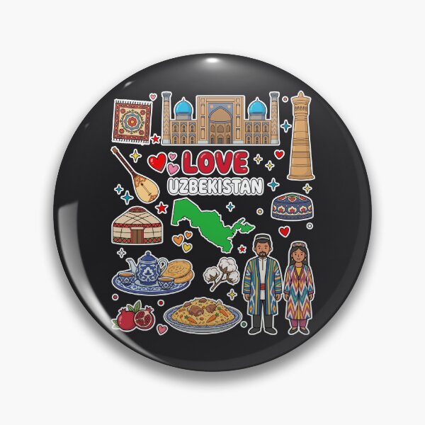 Item preview, Love Uzbekistan Aesthetic Dark Culture Doodles & Iconic Silk Road Landmarks designed and sold by mashmosh.