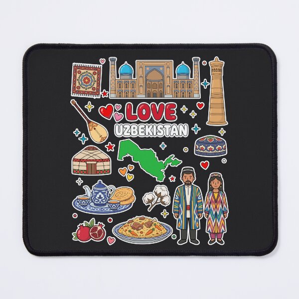 Item preview, Love Uzbekistan Aesthetic Dark Culture Doodles & Iconic Silk Road Landmarks designed and sold by mashmosh.