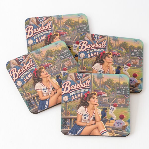 Item preview, NRH Baseball Neighborhood Game Vintage Pinup Cheerleader Retro Baseball Sign designed and sold by Normandy Road Heritage.