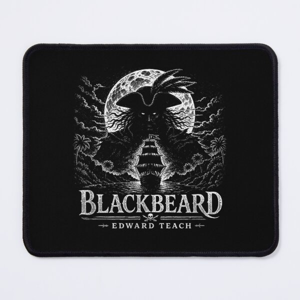 Item preview, Blackbeard Edward Teach Pirate Ship Full Moon Vintage Dark Graphic Art designed and sold by DienesAngele.