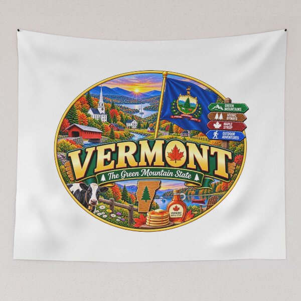 Item preview, Vermont Green Mountain State Vintage Travel Design designed and sold by Awarrie.