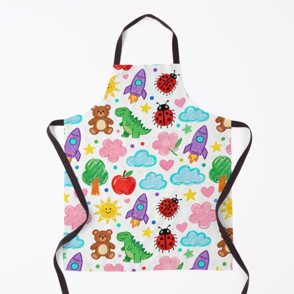 Item preview, Kids Crayon Drawing Pattern with Cute Teddy Bear, Dinosaur and Rocket designed and sold by Mike Kiev art.