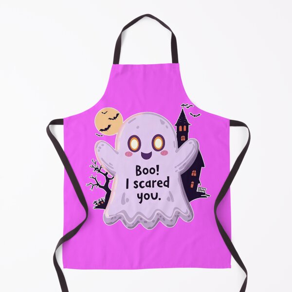 Item preview, Boo! I Scare You: A Friendly Purple Kawaii Ghost in Front of a Haunted House and the Halloween Moon designed and sold by Creative StudioK.