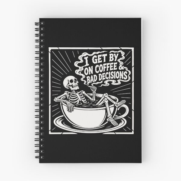 Item preview, I Get By on Coffee & Bad Decisions – Funny Skeleton Coffee Dark Humor designed and sold by Leeded.