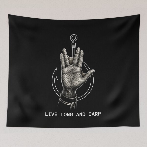 Item preview, Live Long And Carp Funny Space Alien Fishing Parody designed and sold by GeekAnglerStore.