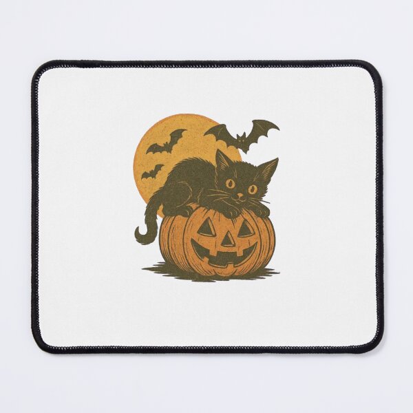 Item preview, Black Cat Halloween – Vintage Pumpkin Cat, Moon & Bats designed and sold by roartusa.