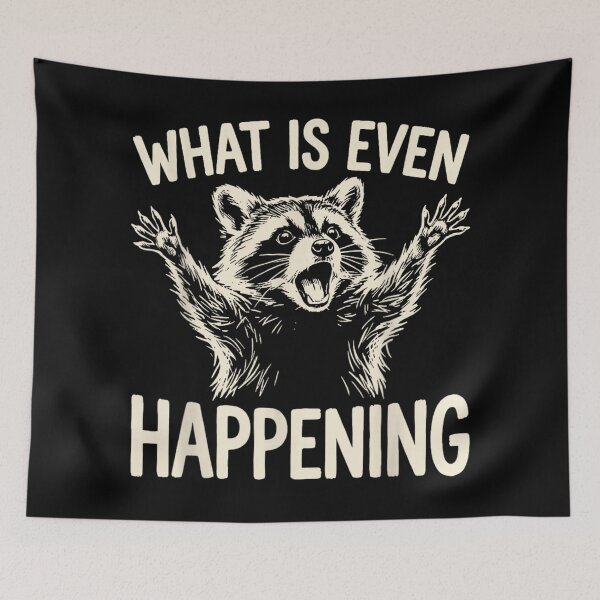 Item preview, What Is Even Happening Funny Confused Raccoon Vintage Retro Distressed Graphic designed and sold by WilliaMaler.