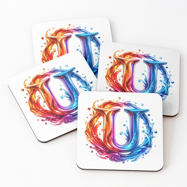 Item preview, AquaFlare Chromaflow Letter U designed and sold by BlissBlvdShop.