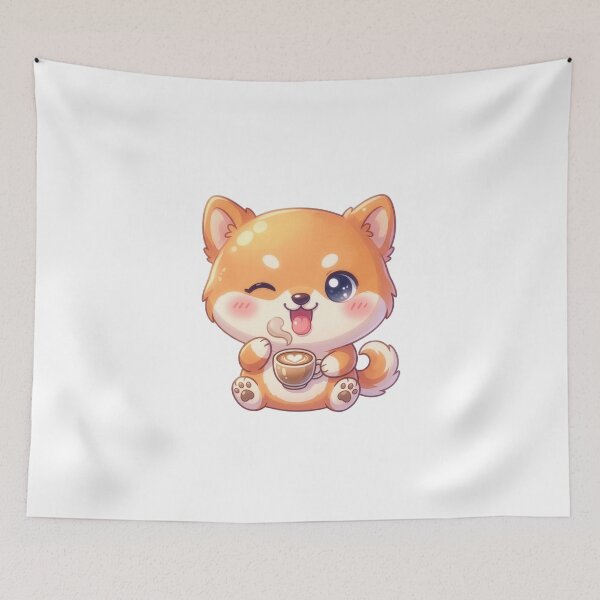 Item preview, Cute Winking Shiba Inu With Coffee Latte designed and sold by a575642903.