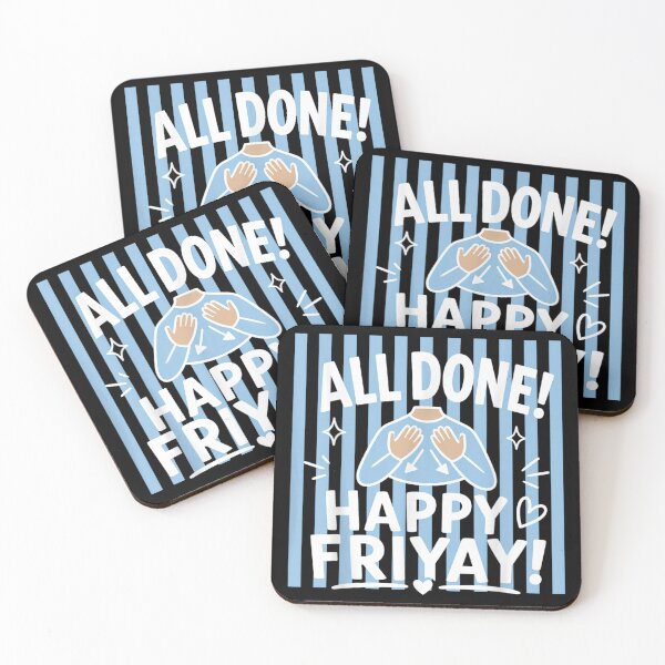 Item preview, All Done Happy Friyay Funny Weekend Celebration Cute Blue Stripes Graphic designed and sold by WilliaMaler.
