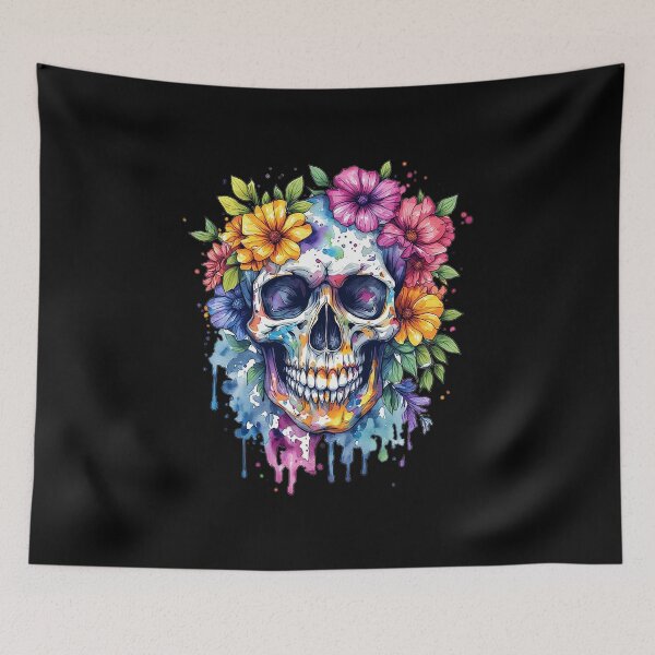 Item preview, Colorful Floral Sugar Skull | Gothic Halloween Day of the Dead designed and sold by emiliacreations.