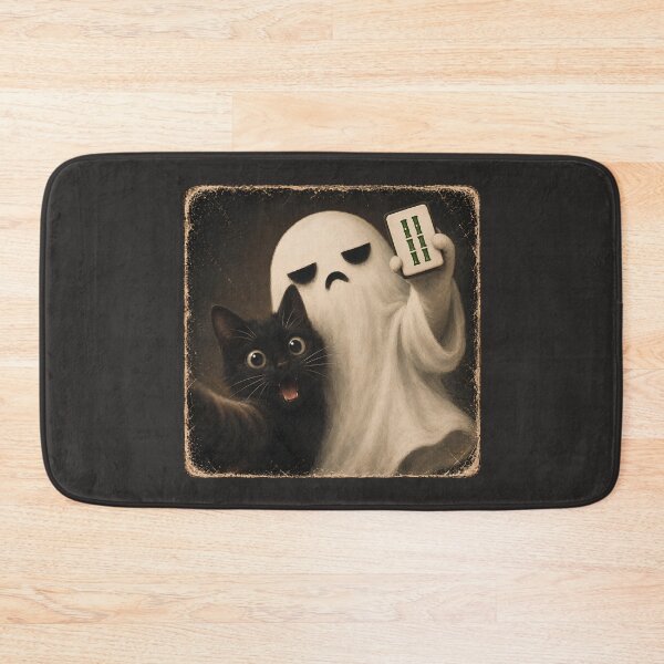 Item preview, Bam Boo Cat Selfie Ghost Mahjong Tile Player Spooky Season designed and sold by SunfullyYours.