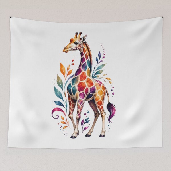 Item preview, Vibrant Colorful Watercolor Giraffe Art Print designed and sold by Arts Design 15.
