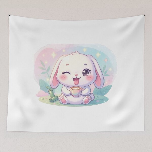Item preview, Cute Kawaii Lop Bunny With Coffee Latte designed and sold by a575642903.