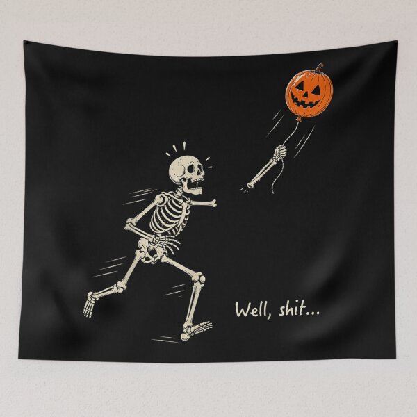 Item preview, Well Shit Skeleton Losing Jack O Lantern Halloween Pumpkin Flying Balloon designed and sold by YubitaLeLe.