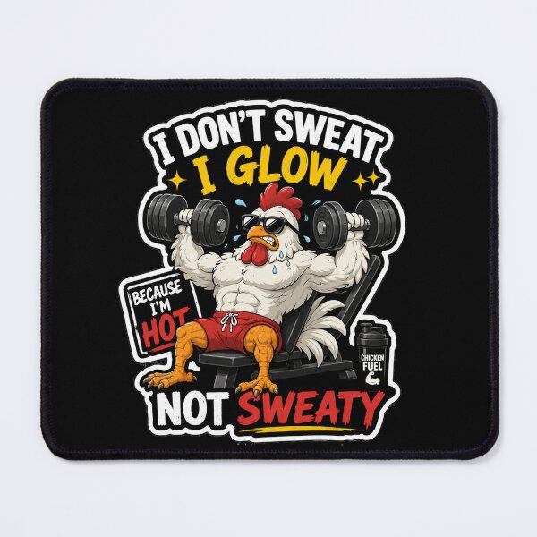 Item preview, I Don’t Sweat, I Glow – Funny Chicken Gym Workout designed and sold by GainzillasGymShop.