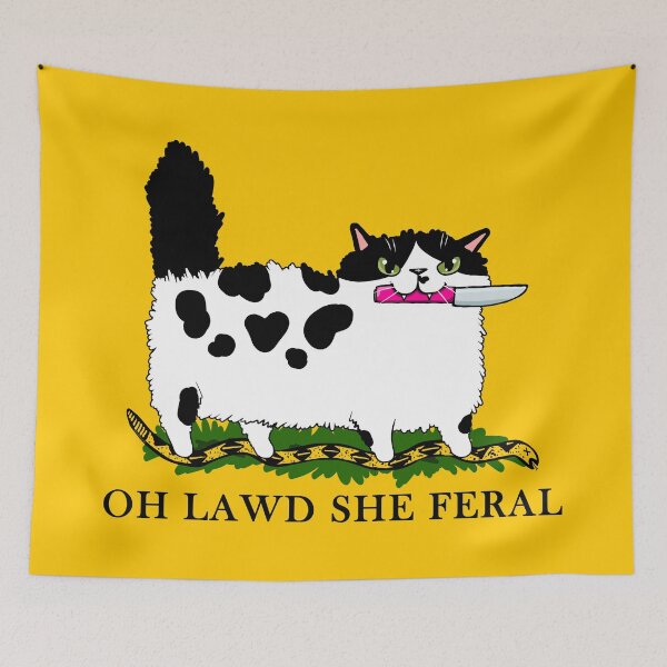 Item preview, Oh Lawd She Feral Cow Cat designed and sold by KilkennyCat Art.