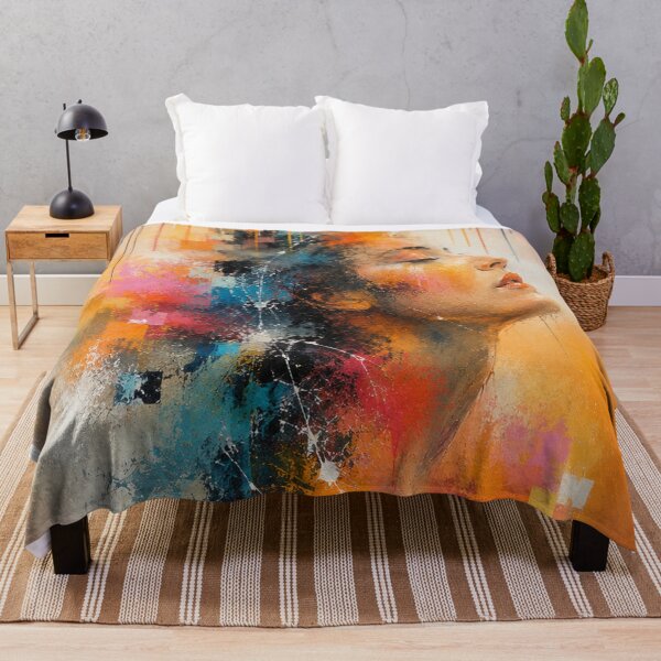 Item preview, Vivid Serenity Abstract Woman Portrait Orange Teal designed and sold by Joey Santiago.