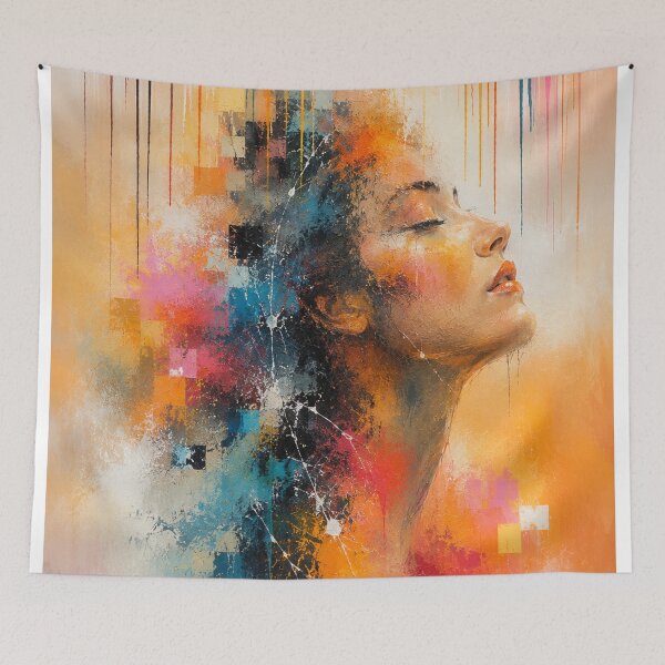 Item preview, Vivid Serenity Abstract Woman Portrait Orange Teal designed and sold by Joey Santiago.