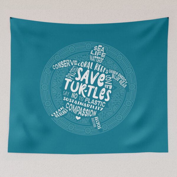 Item preview, Save Turtles - Boho, BohemianSilhouette Words - White designed and sold by jitterfly.