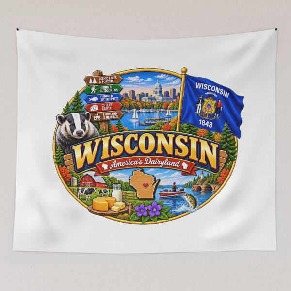 Item preview, Wisconsin America’s Dairyland Vintage Travel Design designed and sold by Awarrie.