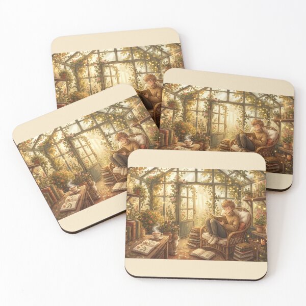 Item preview, Greenhouse Book Reader | Cozy Botanical Reading Illustration designed and sold by SebastianSpace.