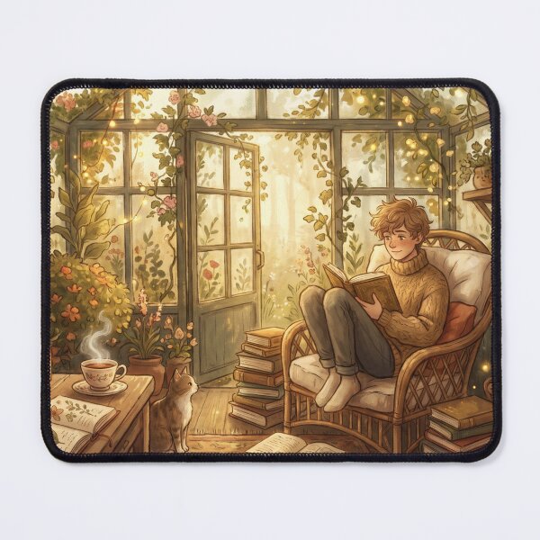 Item preview, Greenhouse Book Reader | Cozy Botanical Reading Illustration designed and sold by SebastianSpace.