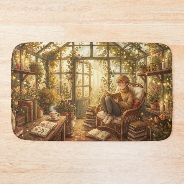 Item preview, Greenhouse Book Reader | Cozy Botanical Reading Illustration designed and sold by SebastianSpace.