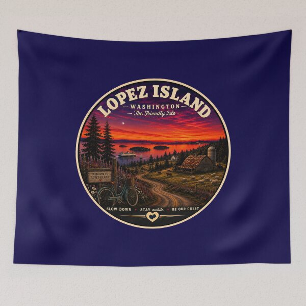 Item preview, Lopez Island Washington Vintage Travel Badge Friendly Isle designed and sold by Swanny's Custom T-shirt and Gift Designs.