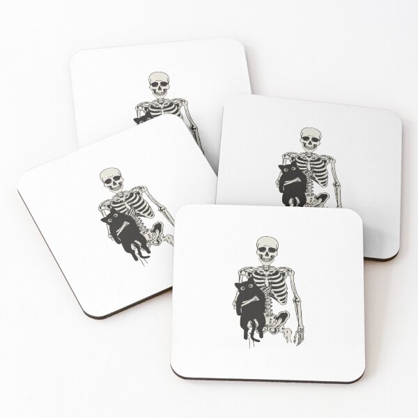 Item preview, Skeleton and Black Cat – Cute Spooky Halloween Cat Design designed and sold by roartusa.