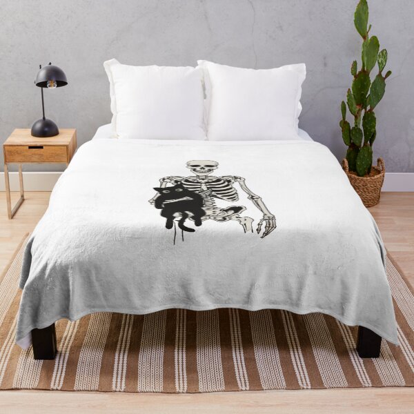 Item preview, Skeleton and Black Cat – Cute Spooky Halloween Cat Design designed and sold by roartusa.